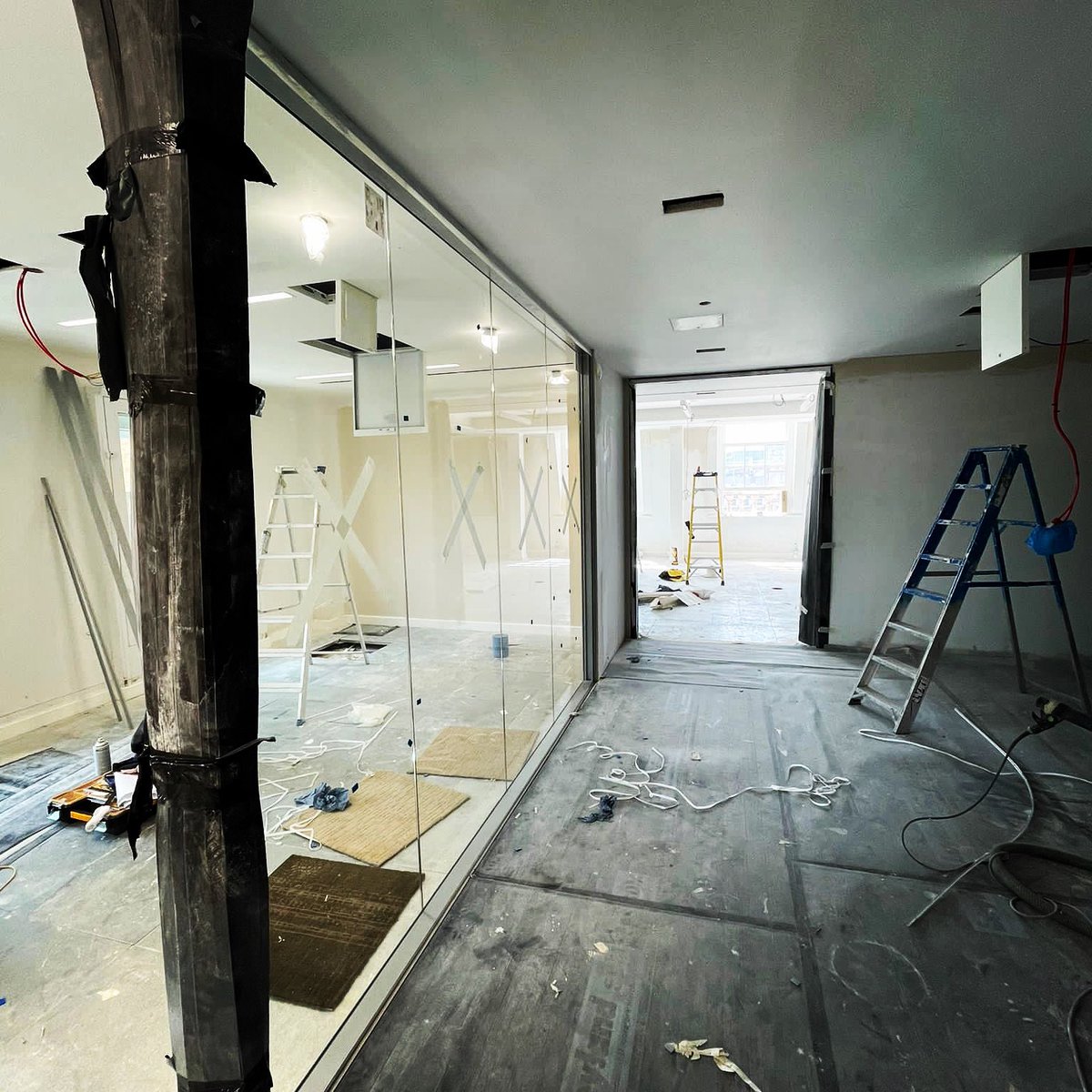 Glass partitions being installed in Mayfair at Crescent our office refurbishment. The space is staying to come together. #fullworksprojects #officedesign #london #mayfair #crescentproject #glasspartition #crescentfinancial #officedeco #londonconstruction #officespace