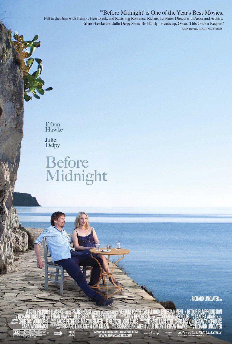FilmNewsNos's tweet photo. 🎬MOVIE HISTORY: 10 years ago today, May 24, 2013, the movie ‘Before Midnight’ opened in limited theaters!
#EthanHawke #JulieDelpy #SeamusDaveyFitzpatrick #JenniferPrior #CharlottePrior #XeniaKalogeropoulou #WalterLassally #ArianeLabed #YiannisPapadopoulos #RichardLinklater https://t.co/15ljZ1crjy