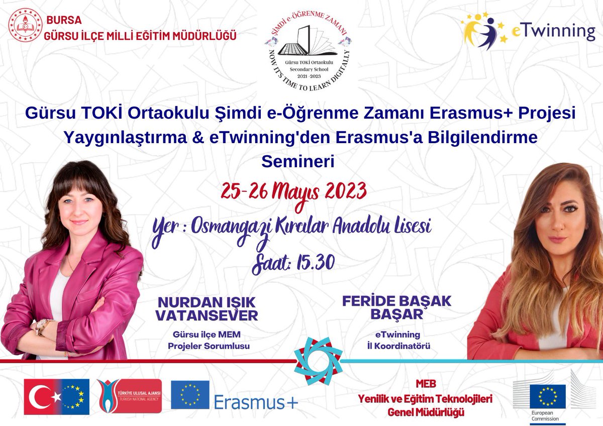 eTwinningGursu's tweet photo. Bugün ve yarın Gürsu TOKİ Ortaokulu Şimdi e-Öğrenme Zamanı Erasmus + projemizi anlatmak ve eTwinning’den Erasmus’a giden yolculuğa dair bilgi vermek için Kırcılar Anadolu Lisesi Öğretmenleri ile buluşuyoruz. @FarukBektass @alituran1636 @LearnDigitally_ @eTwinningBursa https://t.co/MiEYA95MOO