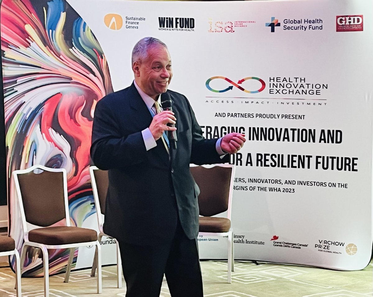 DrShannonSG's tweet photo. The ⁦@HIExinno⁩ #healthtech marketplace featured global innovations from around the world on the margins of #WHA76 opened by ⁦@PeterASinger⁩ ⁦@WHO⁩ &amp;HE Ambassador Cleopa Mailu ⁦@KenyaMissionUNG⁩ underscoring how innovation can enable greater access to UHC https://t.co/zzMqiDpZUn