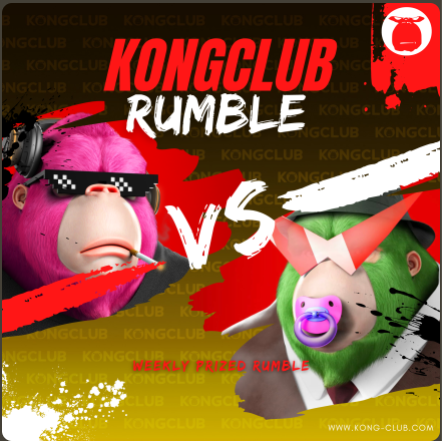KongClubNFT's tweet photo. GM #web3community will you #Konquer and get #Rewards #bananacoins #Rumble #Play2Earn https://t.co/gFz64sBRdU