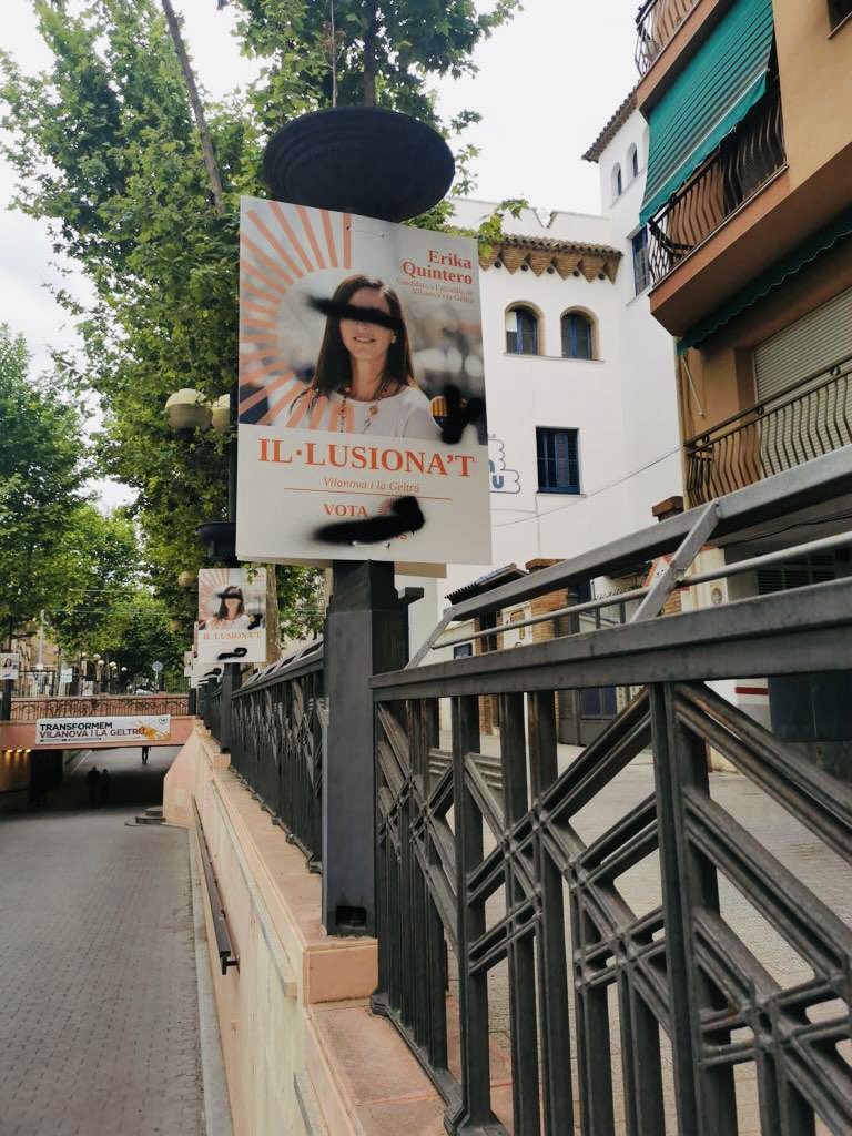 A los fascistas e intolerables que se han dedicado a vandalizar la carteleria de <a href="/Cs_Vilanova/">CS Vilanova i la Geltrú</a> <a href="/CiutadansCs/">Ciutadans</a> decirles que no van a conseguir que la gente pierda la ilusión por votar el cambio #CentratsEnVilanova #Ilusionate