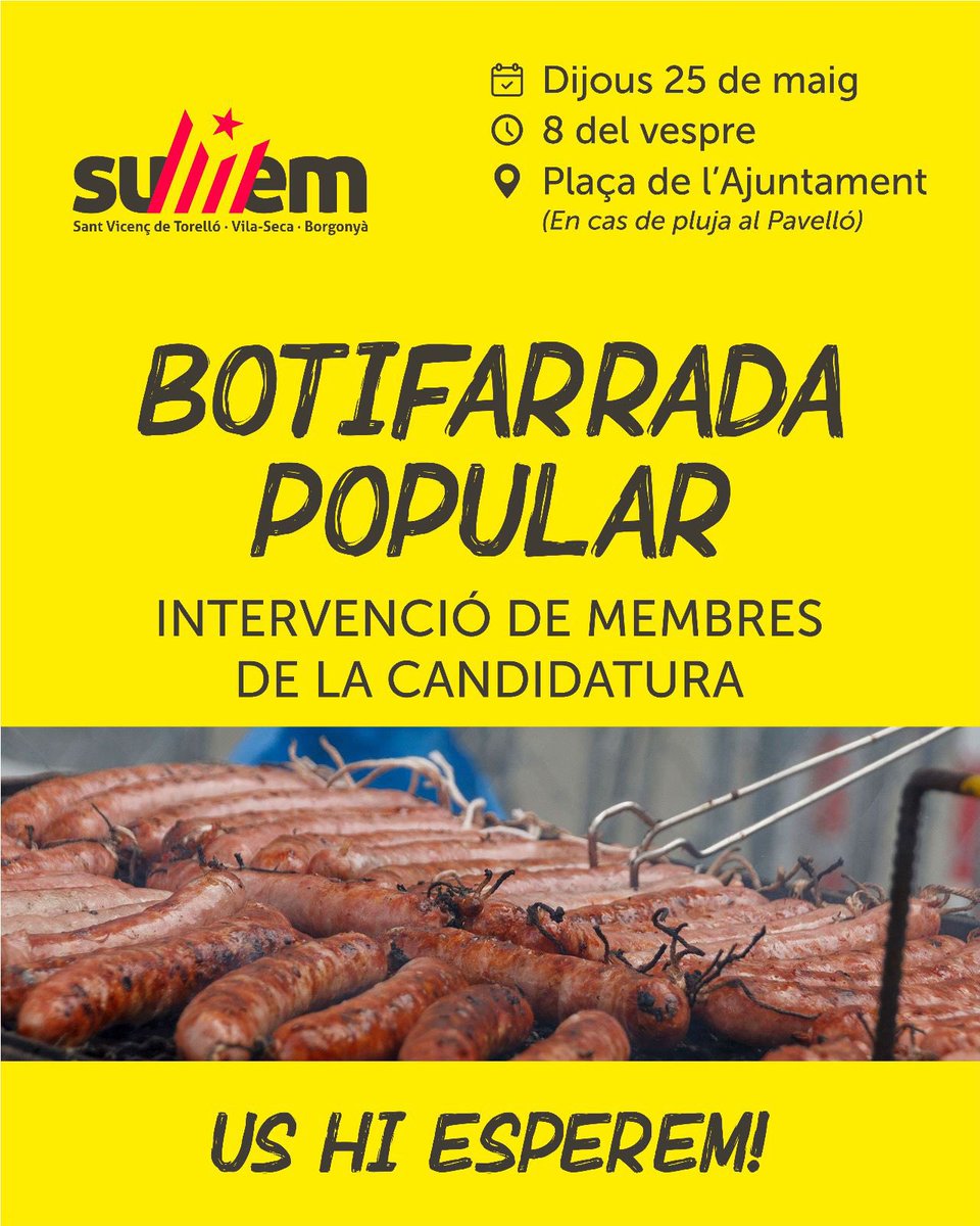 ✊ Volem acabar la campanya amb tu!

☔️ En cas de pluja al pavelló de Sant Vicenç

#sumemsvt #seguimfentpoble