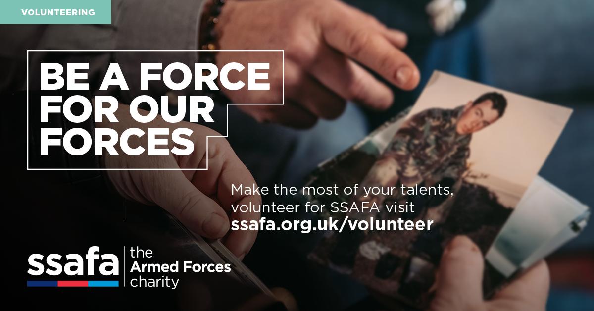 SSAFA welcomes new volunteers from a diversity of backgrounds and experiences.

Help us change lives for the better - search for your local <a href="/SSAFA/">SSAFA</a> volunteering opportunities today.  ▸ ssaf.as/volunteer