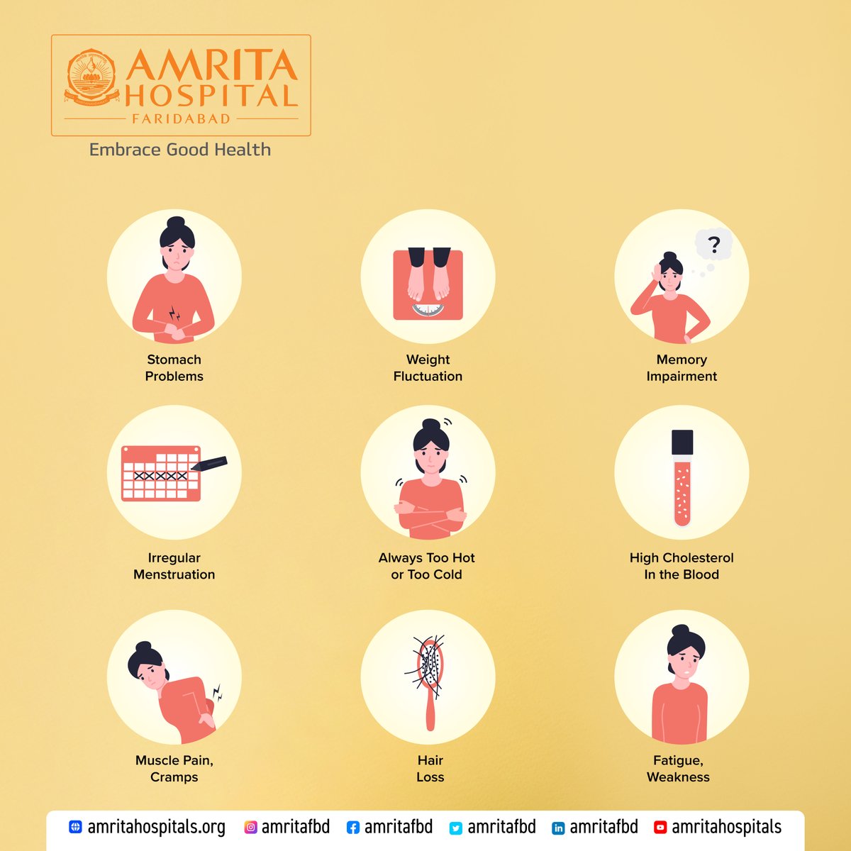 A day dedicated to raising awareness about thyroid health and promoting the importance of early detection and treatment of thyroid disorders.

#WorldThyroidDay #ThyroidDisorder #ThyroidProblems #Thyroid #Health #EmbraceGoodHealth #AmritaHospitalFaridabad #AmritaHospital