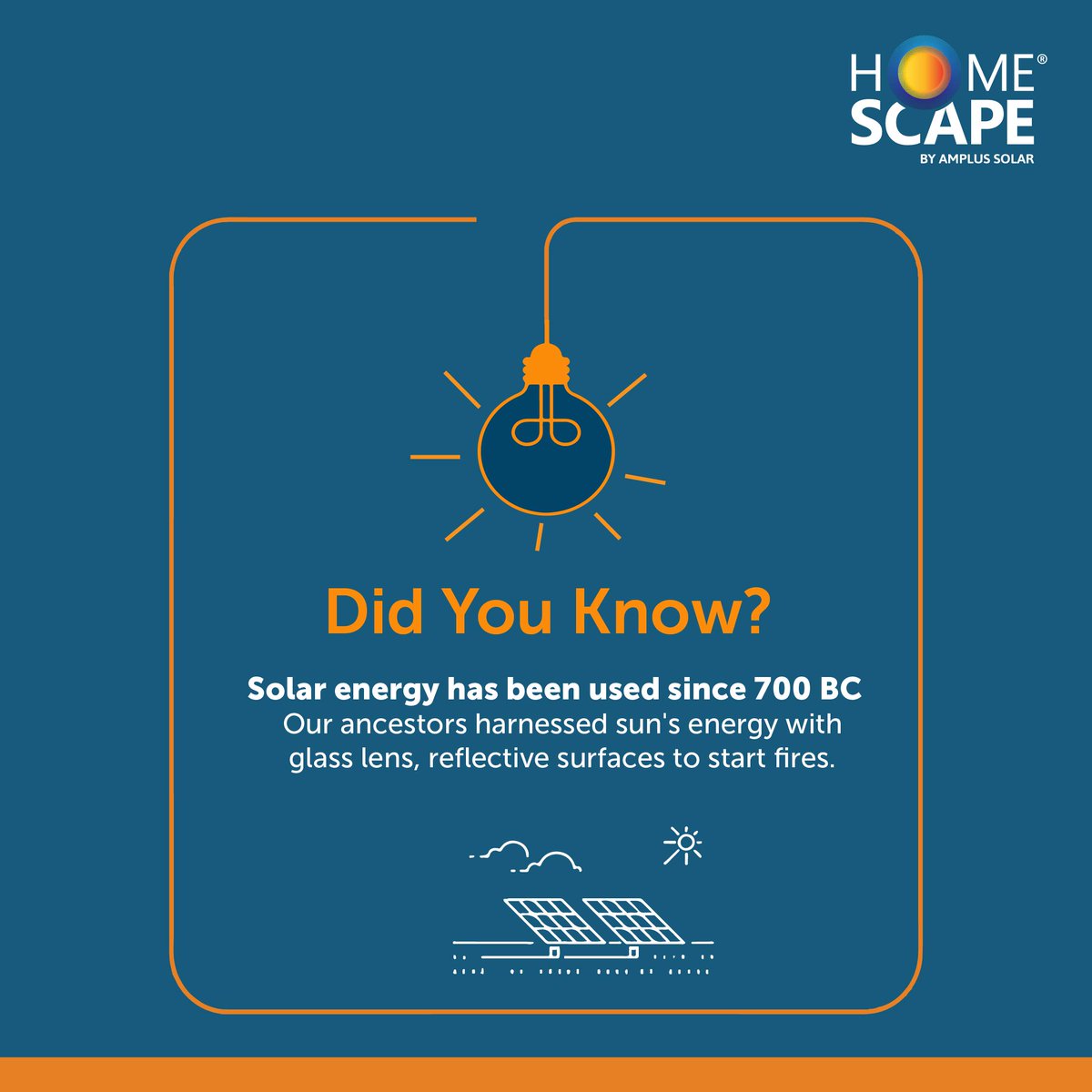 Our ancestors may not have had the technology we do today, but they harnessed the #solarenergy using a glass lens and reflective surfaces to start fires. Isn’t it interesting?​ 
 #AncientWisdom #RenewablePower #DrivingEnergyTransition #HomescpebyAmplusSolar #SustainableLiving