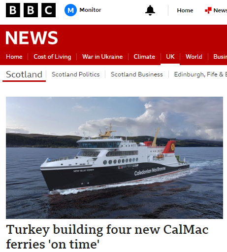 msm_monitor's tweet photo. We've no idea why BBC Scotland considers this the top national story. It makes no sense unless it's an attempt at comparing Scottish shipbuilding negatively with Turkish shipbuilding, which is crass even by Colonial Quay's standards. https://t.co/tc4Hg1jlyr