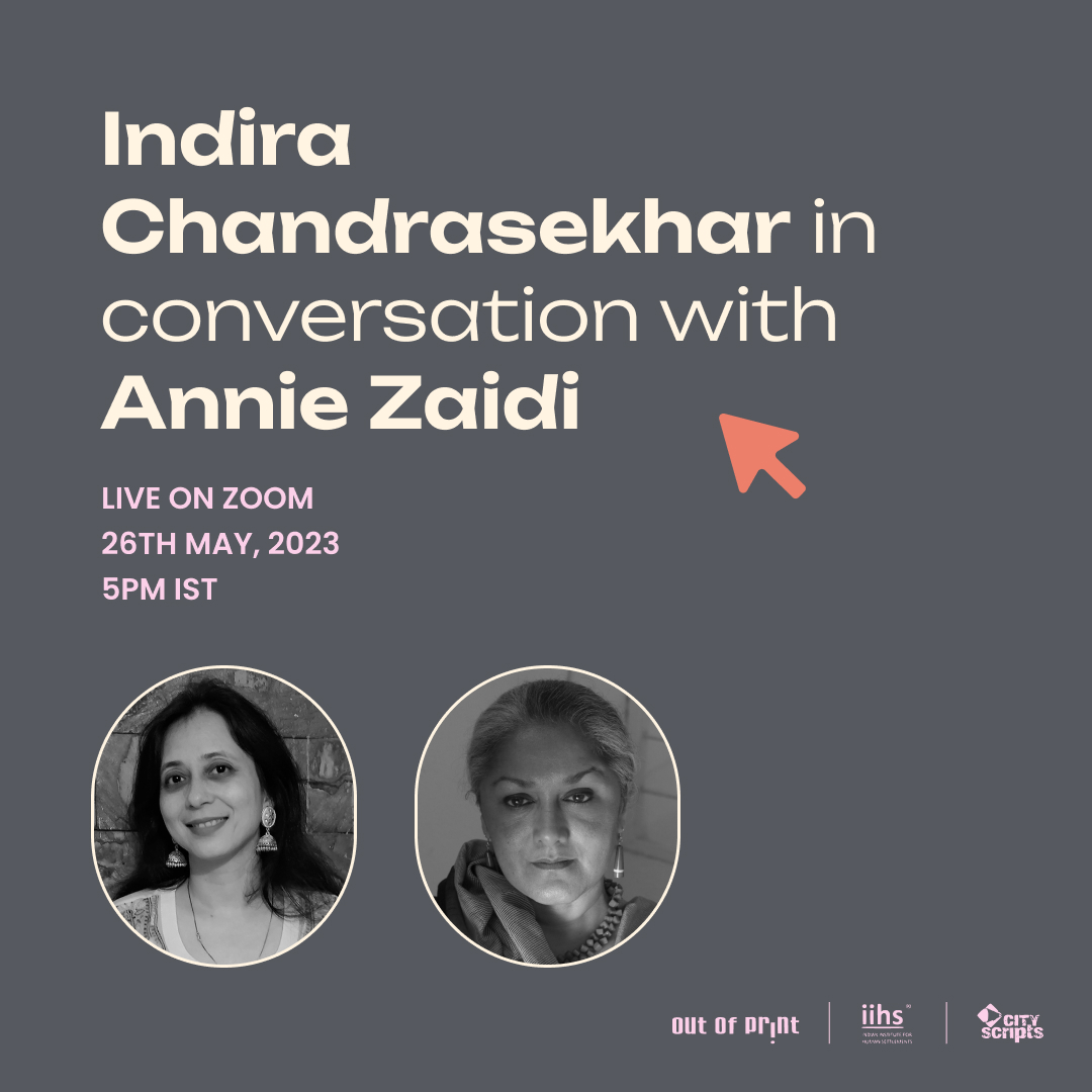 Our founding editor Indira Chandrasekhar will be in conversation with Annie Zaidi at IIHS City Scripts 2023, this Friday May 26th at 5PM IST. The webinar will be available on Zoom - tune in!

Register here:
zoom.us/webinar/regist…