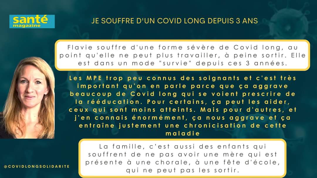 santemagazine.fr/videos/sante/f…
Vidéo⬆️ 
Merci Flavie 🌷

#covidlong #longcovidawareness

@Em23397 @Opheab13 @JeanneBCov @TomasoAntonacci @CharleneGll @anthokhun @LilasBass @ailes__a @ShingolaG @bitymoos @p_ciara1

@Sante_Gouv @EmmanuelMacron @FrcsBraun
Qu'attendez-vous depuis 3 ans?