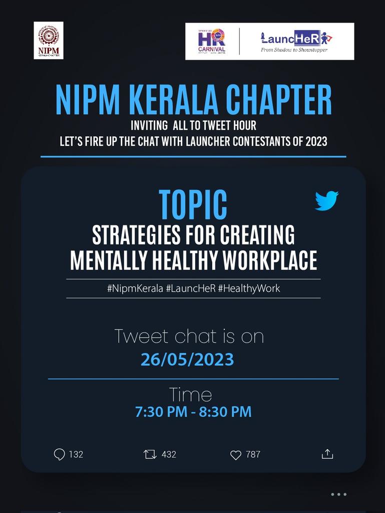 AswathyAugus's tweet photo. Inviting all for an engaging discussion..
#tweethour #mentalhealth #mentallyhealthyworkplace https://t.co/7QaQKfw7GK