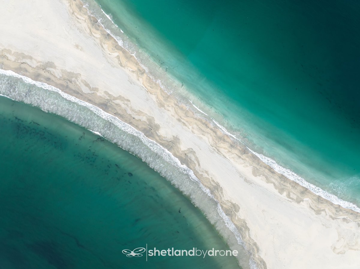 Shetlands most iconic beach……best in the UK going to far? 🏖️ 💙 ☀️ #shetland #promoteshetland #shetlandbydrone #meandmydrone #scotland #beach @PromoteShetland @BBCCountryfile @DJIGlobal