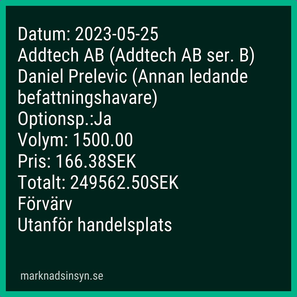 svenroed's tweet image. Insynshandel #addtech (källa FI). #addtech #SE0014781795 $addt addtechb