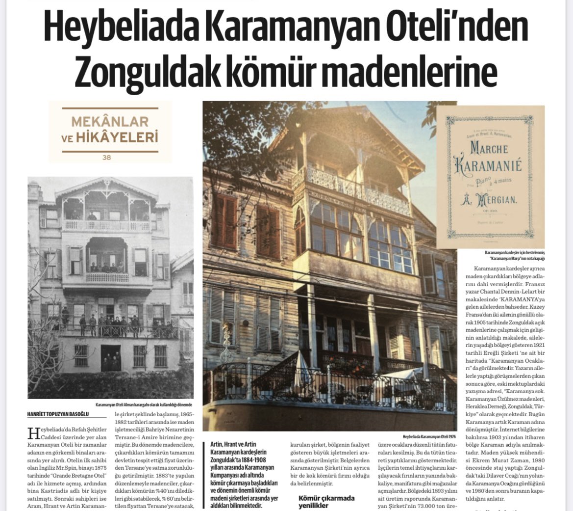 hanriet's tweet photo. Bu haftaki Agos gazetesinde Heybeliada’daki Karamanyan Oteli’nin  hikayesi bizleri Zonguldak Ereğli Karamanyan Kömür Ocaklarına ve Karamanyan ailesinin kömür madenciliğine olan katkılarına kadar götürecek. #agos #mekanlarvehikayeleri https://t.co/K8Z1dTovw0