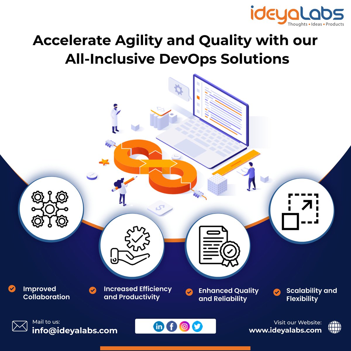 Unleash agility and elevate quality with our comprehensive DevOps solutions. Streamline your development process, foster collaboration, and automate workflows for faster, more reliable software delivery.

#ideyaLabs #software #security #scalability #devops #quality