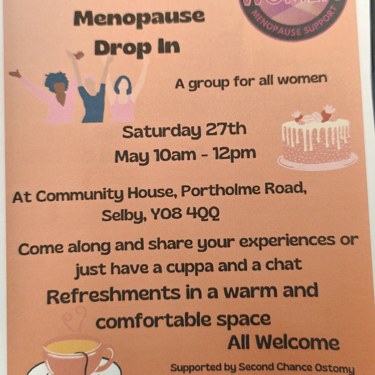 This Saturday 10am - 12pm at Community House, Selby, YO8 4BX come along to our Menopause Drop in 💚
#Menopause 
#menopauseawareness