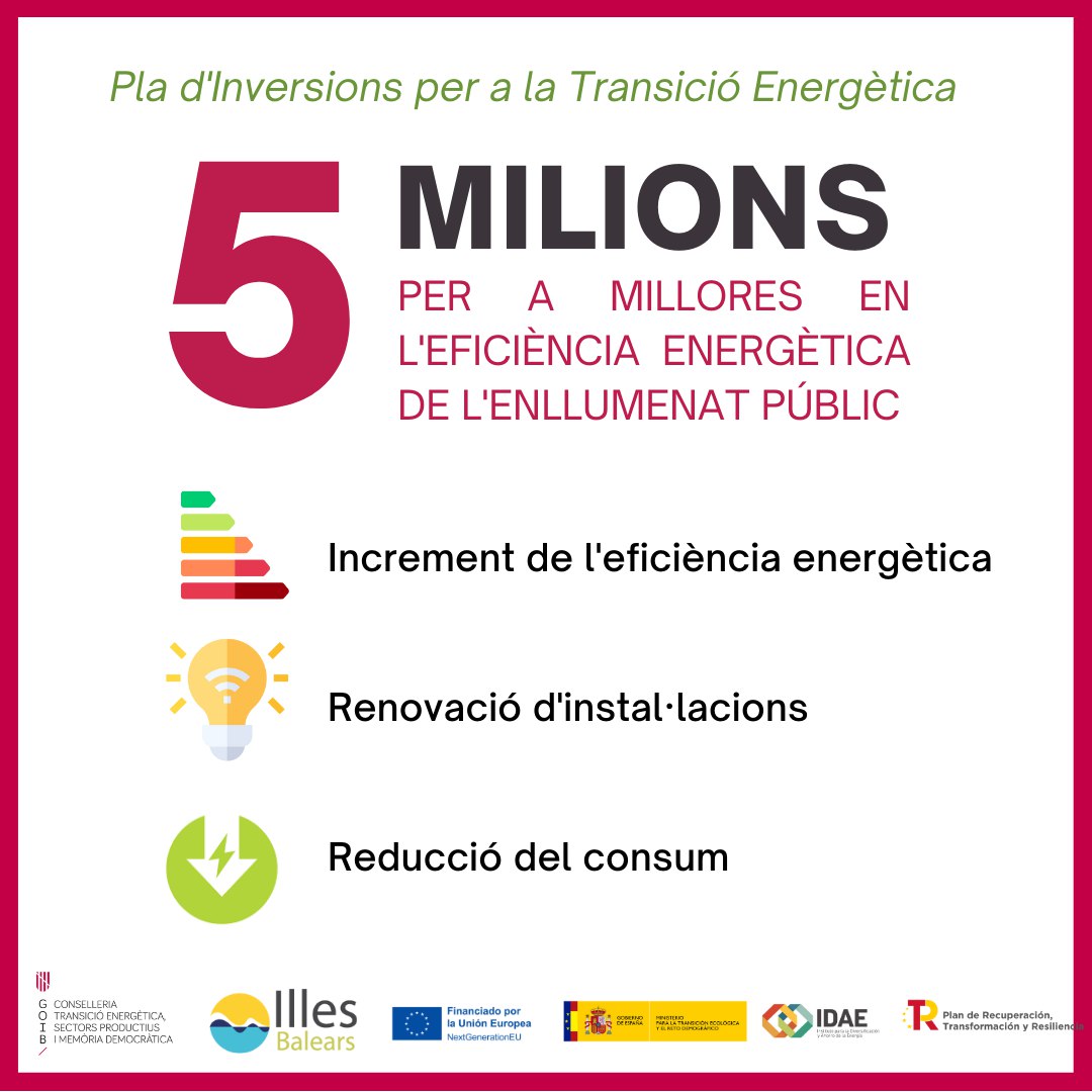 ‼️ Demà s’obre la convocatòria pública de subvencions de 5M per a la millora de l’eficiència energètica en instal·lacions existents d’enllumenat exterior

El termini per sol·licitar la darrera línia de subvencions que el <a href="/goib/">Govern de les Illes Balears</a> treu dins del PITEIB acaba el 29 de setembre de 2023