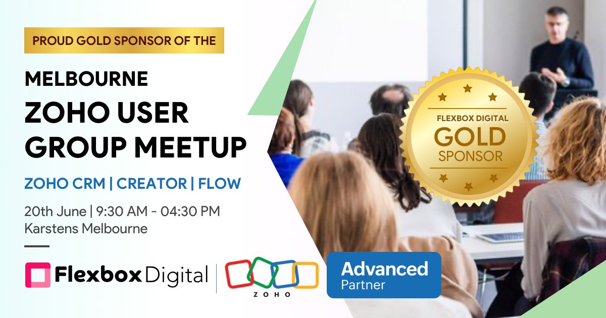 FlexboxD's tweet photo. Flexbox Digital is thrilled to share that we'll be stepping up as a Gold sponsor of the upcoming #Melbourne @Zoho User Group #meetup. Don't miss out on this incredible chance to learn, connect, and grow in the Zoho ecosystem. Register today!

https://t.co/7esfBoEUjx https://t.co/WYpZK58A51