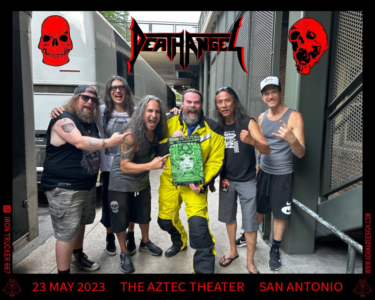 IronTrucker667's tweet photo. Killer nite in #SanAntonio #Texas with @deathangel and #ThePack #EpicAsFook #IronTrucker667 #AdamarDesign #BayArea #Legends the lads were kind enough to sign the poster I made 🤘🏻Clocked just under 2,000 miles (so far) on the GS! #MakeLifeARide @BMWMotorrad https://t.co/ohK7uM3EKQ