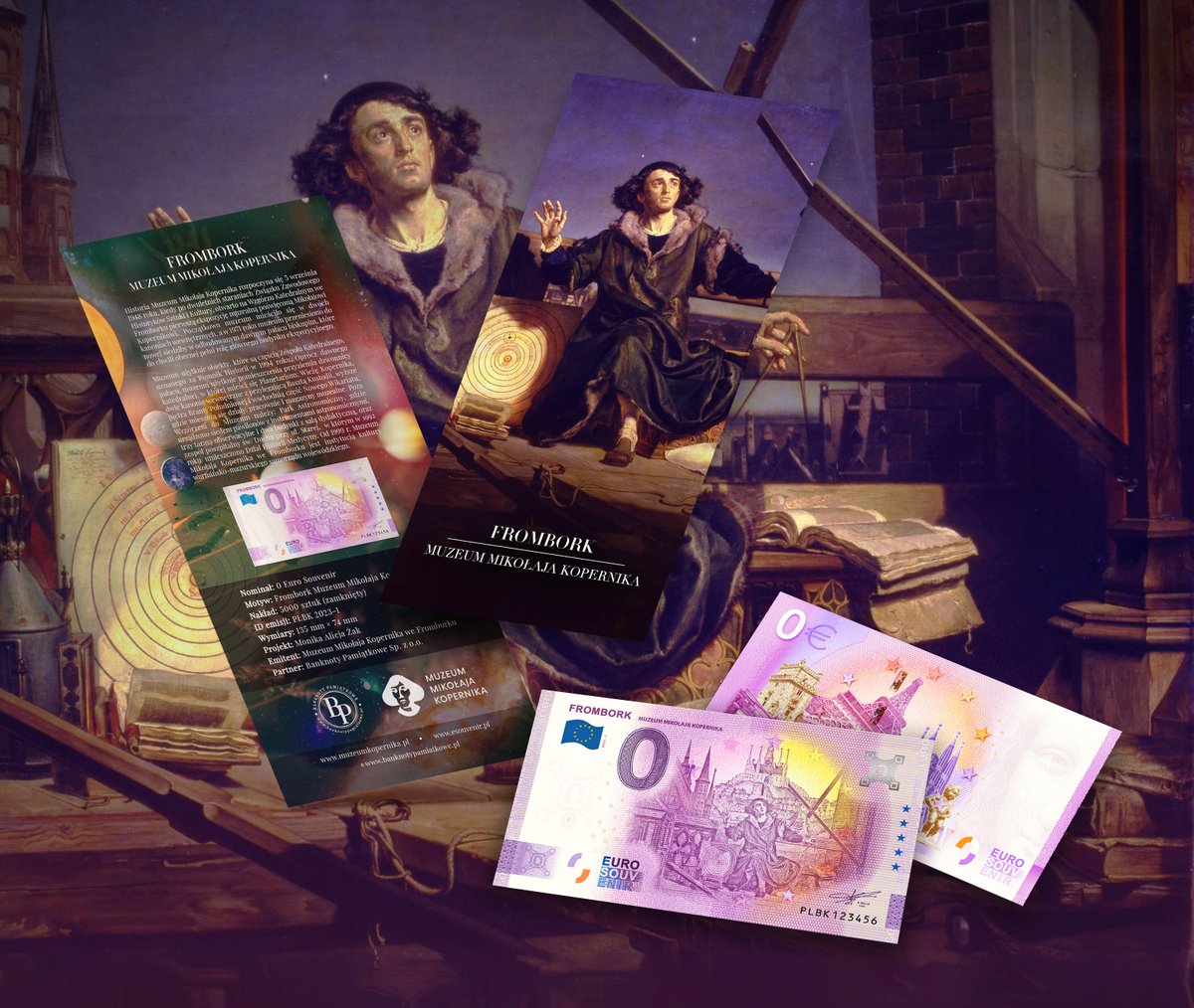 BanknotyP's tweet photo. Niedługo podamy datę emisji nowego banknotu pamiątkowego 0 Euro Souvenir 🥰 Jego awers przedstawia fragment obrazu Jana Matejki, w tle rycina Fromborka 🙂 #frombork #mikołajkopernik #zeroeuro #euro #eurosouvenir #banknoty #kolekcjoner #polska #kopernik https://t.co/yRQ7MAUfOH