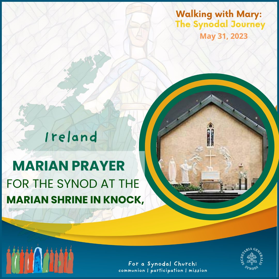 Synod_va's tweet photo. 🙏🇮🇪 Catholic Church in Ireland prays on May 31, 2023, entrusting XVI Synod of Bishops to Mary, Mother of the Church. Join the special prayer gathering at Knock Shrine. 🕊️🔗 Learn more: https://t.co/VL95qgFTfI      
#Ireland #Synod #MarianPrayer #PrayForSynod 🙌🌍 https://t.co/DmCNGuxXyI