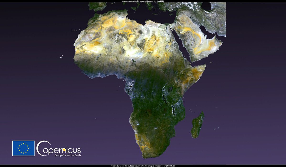 defis_eu's tweet photo. Happy #AfricaDay to our🤝partners, colleagues &amp; friends

From trade and investment📈 to addressing common challenges like climate change🌡️, EU-Africa relations aim at a prosperous and sustainable future for both continents🌍

🔽#Copernicus #Sentinel2🇪🇺🛰 mosaic

#GlobalGateway https://t.co/kuV42LtHgB