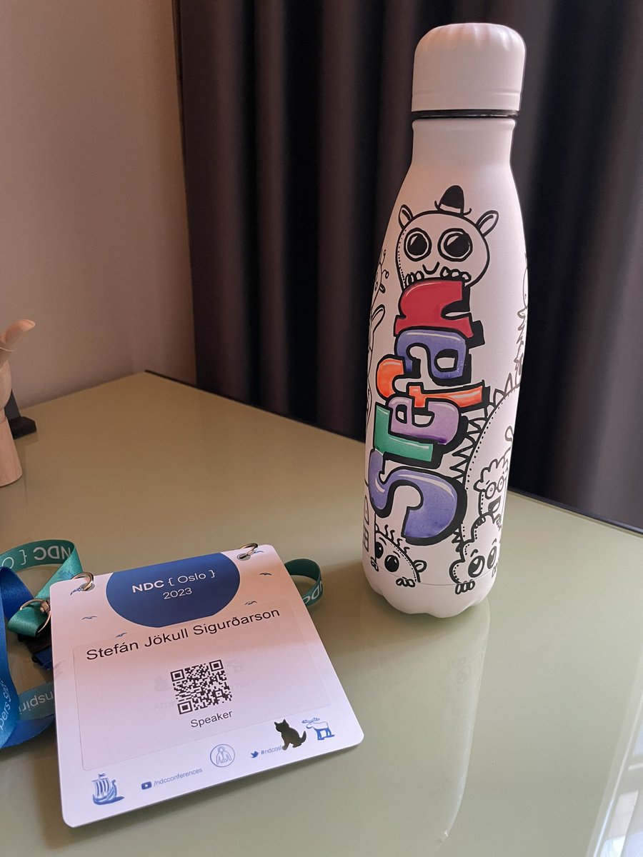 My all-time favorite @NDC_Conferences swag! A personalized bottle from @reporturi made by the awesome @HollyTyneArt. #NDCOslo Be sure to check out their booth!