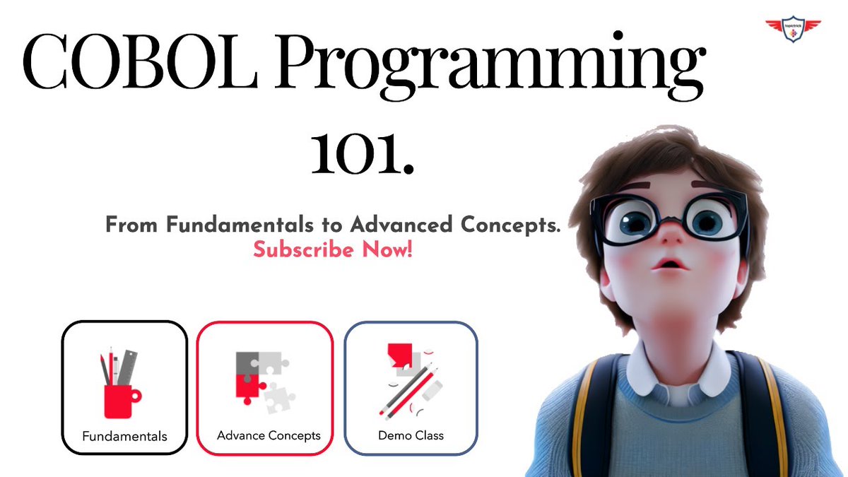 topictrick's tweet image. 📢 Calling all professionals and aspiring developers! 🚀
Are you ready to unlock the power of COBOL and boost your programming skills to new heights? 🎓
🔗 Youtube Link: buff.ly/425Ahcs 
#COBOL #ProgrammingCourse #CareerDevelopment #CodingSkills #OnlineLearning