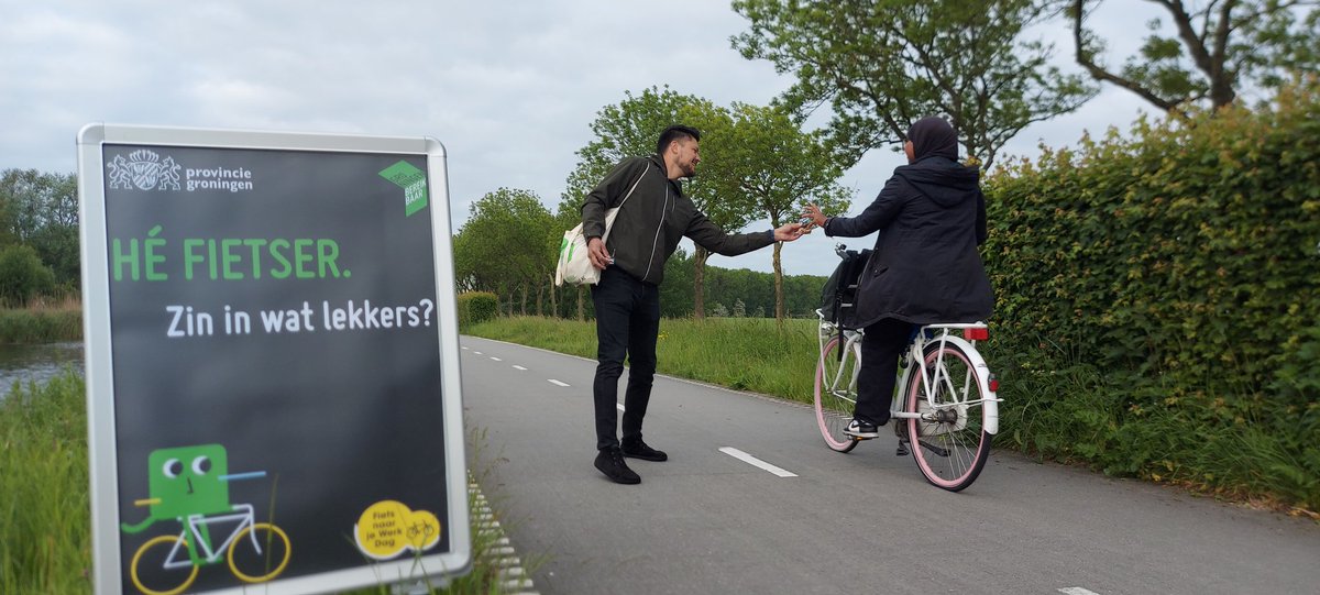 Langelandje's tweet image. Het is Fiets naar je Werkdag (@FNJWD) vandaag en samen met @GronBereikbaar staan we vandaag op 6 #Doorfietsroutes rondom de stad met wat lekkers! #lekkerfietsen