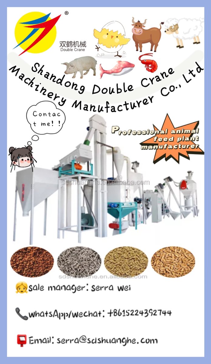wei_weimen28640's tweet image. Good day!

I&apos;m Serra from Shandong Double Crane Machinery Manufacturer Co.,Ltd.  🥰

We supply animal feed production line, including hammer mill, pellet mill, feed mixer, belt conveyor, etc. 😍

If any demands, please contact me. Whatsapp: +8615224392744
#animalfeed #poultryfeed