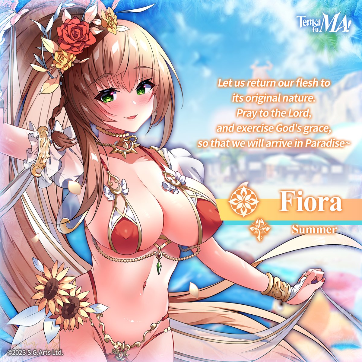 tenkafumaE's tweet image. [Summer Fiora]
The lost little lambs who wonder the beach in summertime will be taking off their clothes, embracing sex, and listening to the gospel of the gods of lovemaking.
#CharacterIntro
#2023SwimsuitsAndRowboats