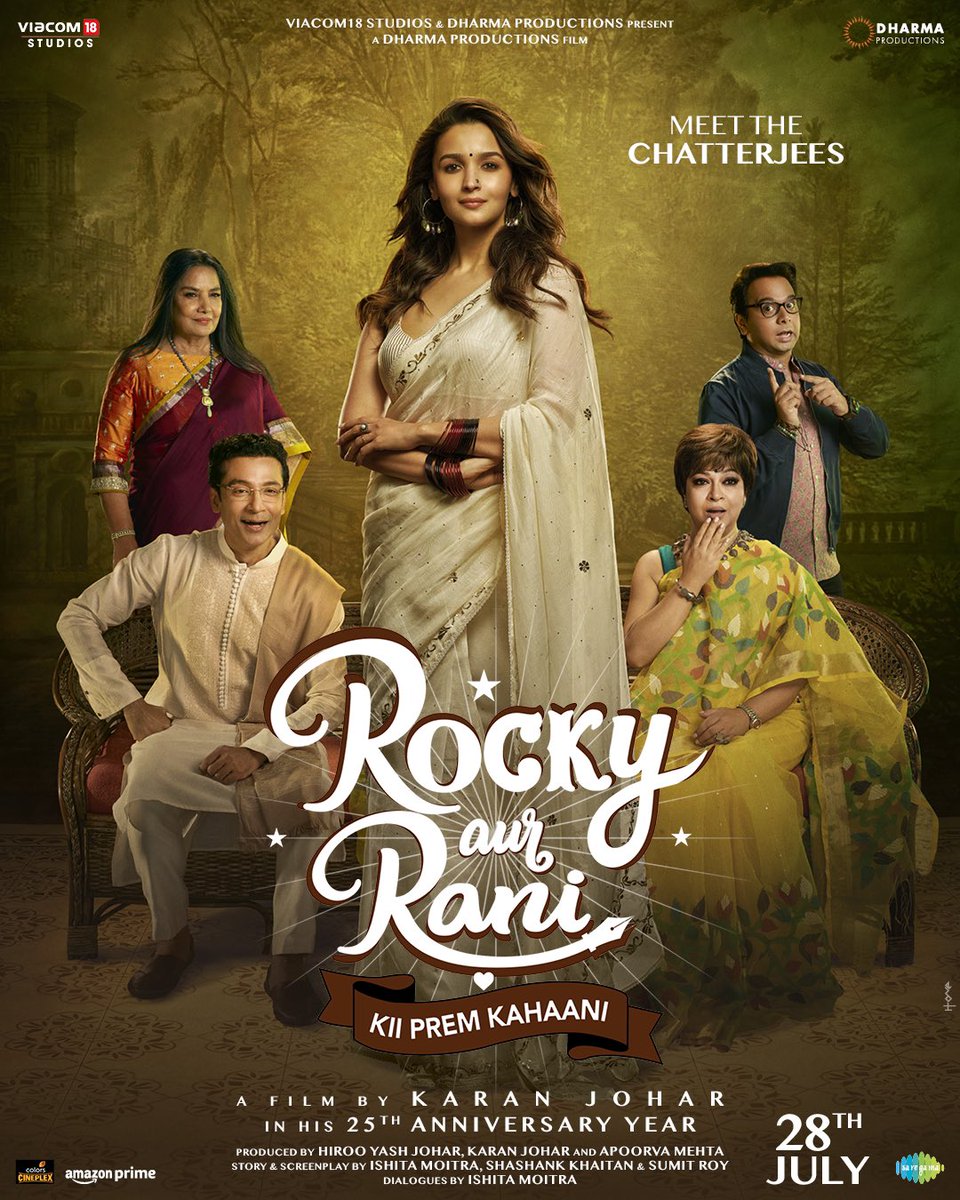 Strap yourself in, and get ready for the romantic-musical ride of the year! Here's your first look at #RockyAurRaniKiiPremKahaani which marks #KaranJohar's latest directorial outing in his 25th work anniversary year. #DCASquad