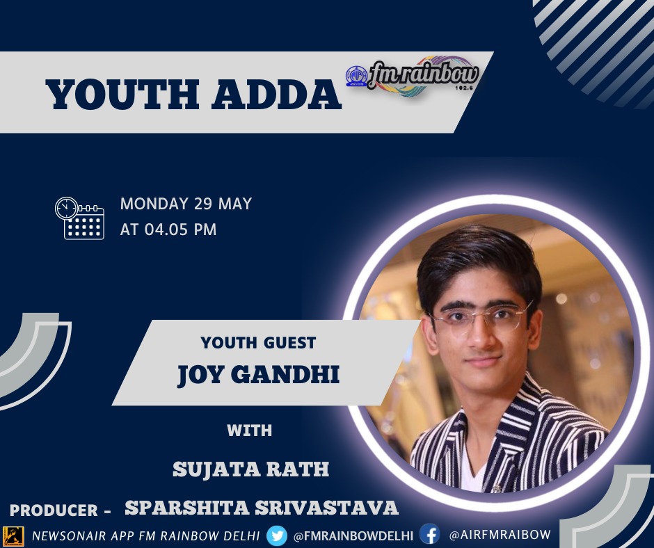 fmrainbowdelhi's tweet photo. Listen to the programme "YOUTH ADDA" on FM Rainbow. Youth guest from amongst you will become RJ for one hour every Monday from 4 to 5 pm only on
@fmrainbowdelhi
#youthadda
@AkashvaniAIR
Download Prasar Bharati's NewsOnAir App from https://t.co/cXwT5VCem9… to stay updated. https://t.co/BpAI49Lh4E