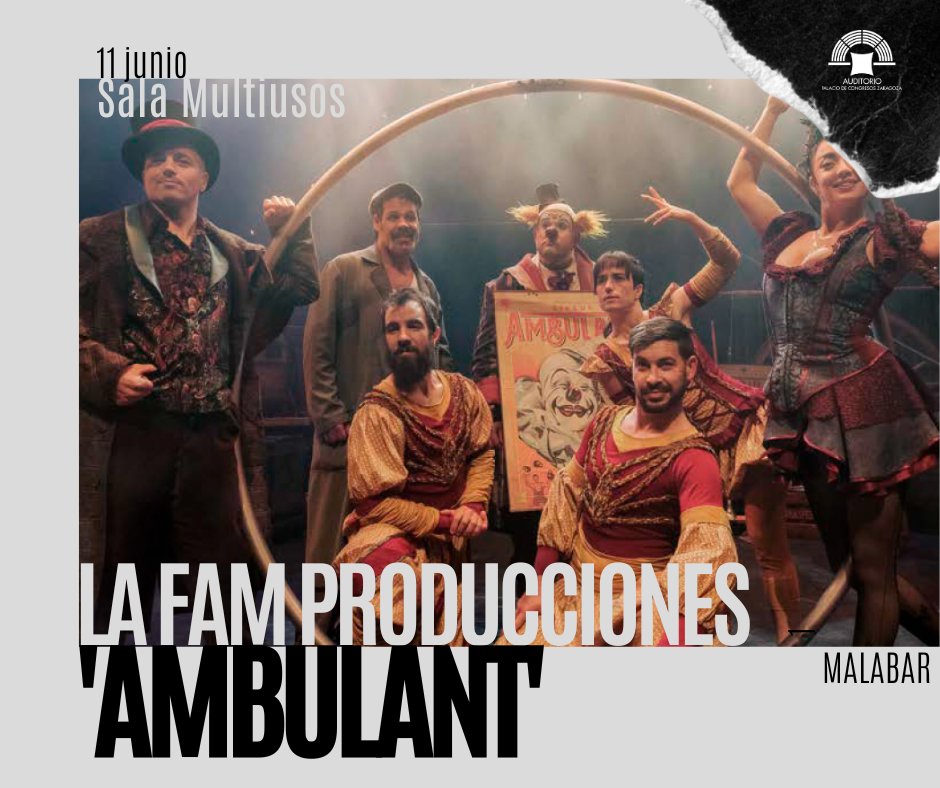 La Fam Producciones presentará el espectáculo 'Ambulant', en Malabar. Festival de Circo Contemporáneo de Aragón. 😍

👉+info: bit.ly/42SwHUl
📅 11 junio. 12h. Sala Multiusos
#ZgzCultura #Venalauditorio