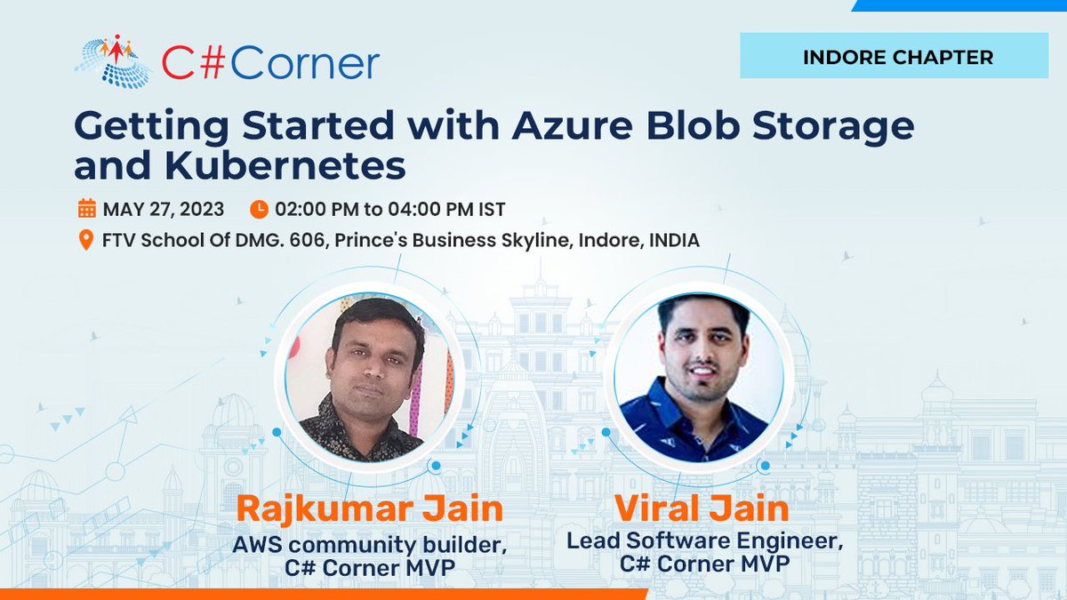 CsharpCorner's tweet image. Calling all tech enthusiasts in Indore! Join us at @CsharpCorner Indore Chapter Meet for an insightful event on Azure Blob Storage & #Kubernetes. Expand your cloud knowledge & network with industry professionals.
Register now: bit.ly/3pUTn7S
#Azure #BlobStorage #Cloud