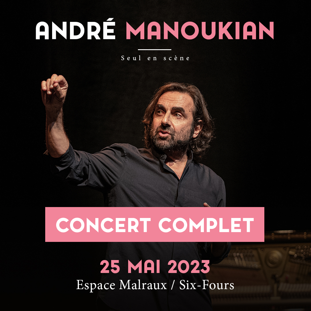 Ce soir ✨
André Manoukian - "Les notes qui s'aiment"
▸ Ouverture des portes : 19h45
▸ Début du concert : 20h30
🎟️ Le concert est complet, il n'y aura pas de billetterie sur place.
