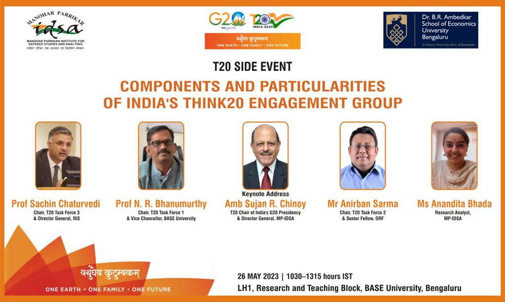 Join us for an insightful T20 side event on 'Components and Particularities of India's Think20 engagement groups' on 26/05/2023 at 10:30 am.
Venue: LH1, R & T Block, @base_university. 
Keynote Address by Amb Sujan R Chinoy, @SujanChinoy, T20 Chair of India's Presidency