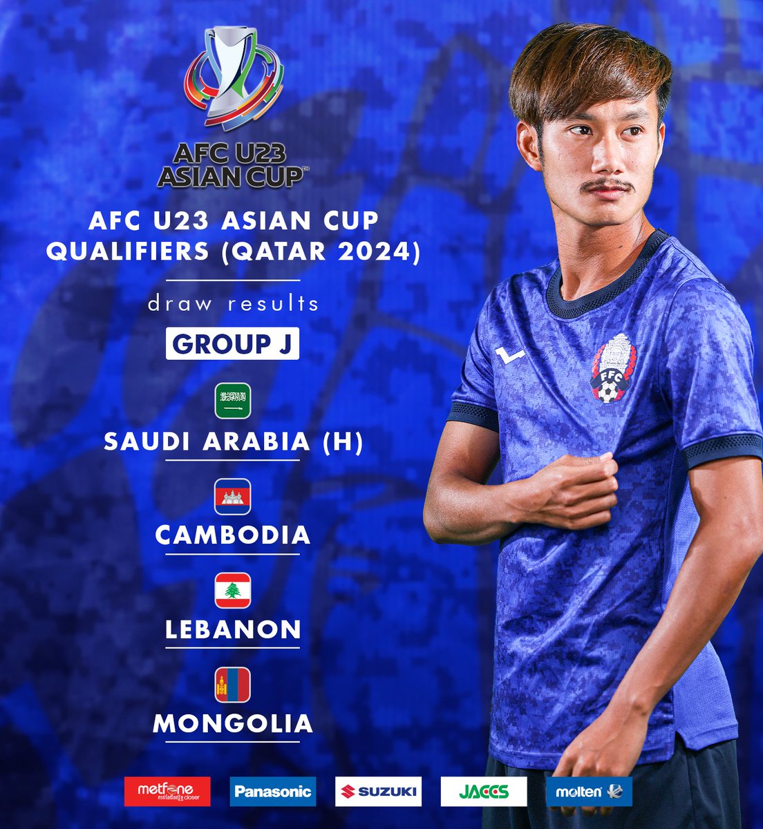 Official Draw Result of the #AFCU23 Asian Cup Qatar 2024 ⚽️⛳️

Group J: Saudi Arabia (H) | CAMBODIA | Lebanon | Mongolia  

Follow us on Telegram: t.me/officialcpl2022 ✅

#AFCASIANCUP #CPL #FFC #NATIONALTEAM #CAMBODIANPREMIERLEAGUE