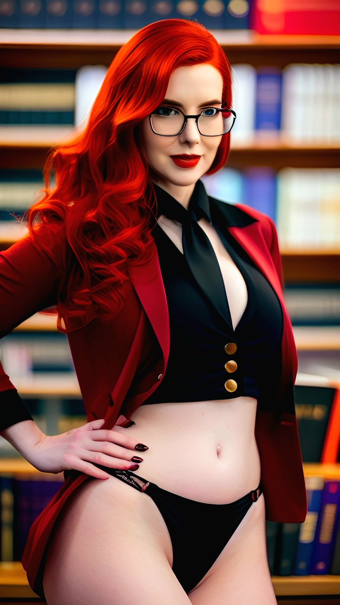 el_h0rny's tweet photo. Mrs. Cooper, the sexy #librarian, loves having fun with her nerds. 

The challenge? Get her to break her 'silence in the library' rule by making her moan loudly.

#AIwearGlasses 
#AIイラスト #AIグラビア #AI美少女 #aigirls #AIArtwork #AIart  #SexyLibrarian #AInerd #AIteacher https://t.co/C4msPpyq0W