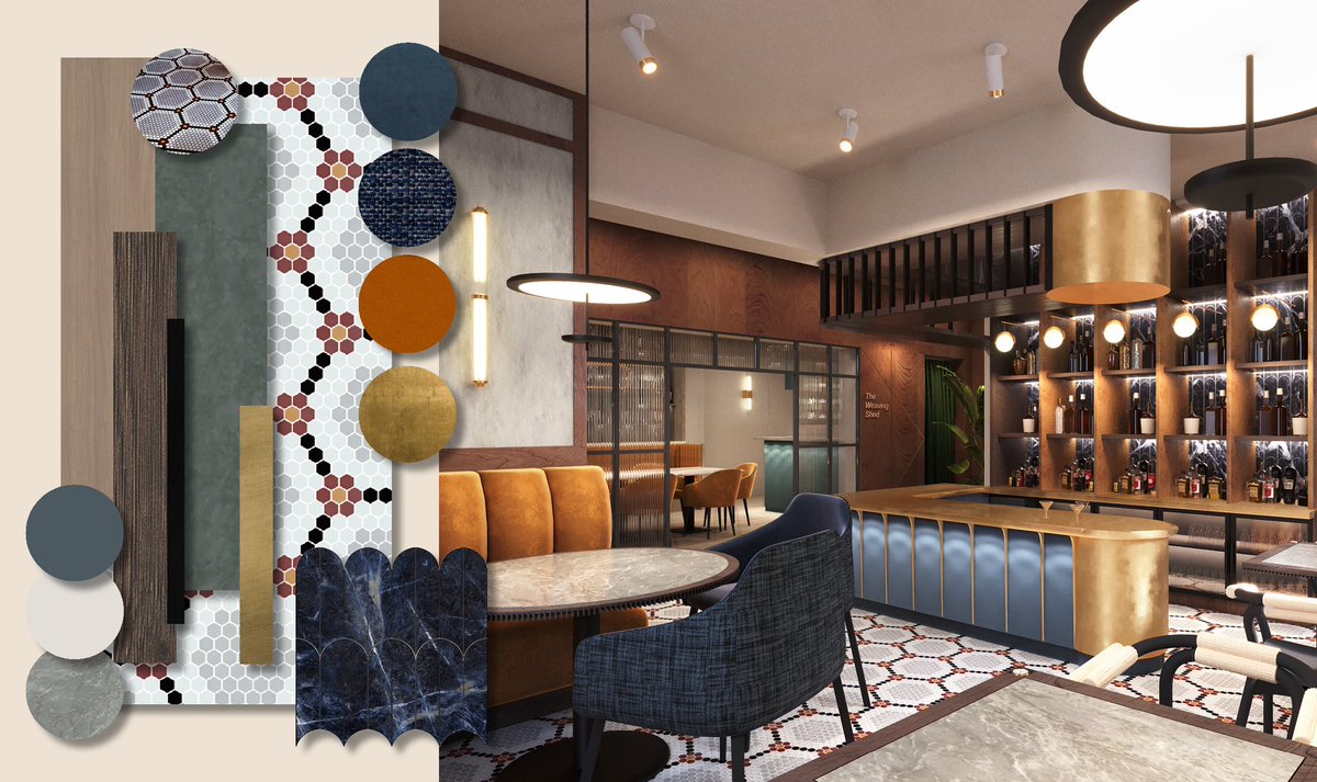 SpaceInvaderDes's tweet image. We recently shared some visuals of a fine dining pub/restaurant scheme we’ve been working on in the studio, and are pleased to be able to share another area in the scheme - the bar area…
#hospitalitydesign #interiordesign #interiordesignstudio #moodboard #designagency