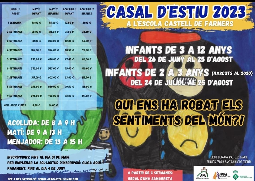 AjSCFarners's tweet photo. ➡ Els Casals Municipals d'Estiu a #SantaColomadeFarners

🔸 Casal d'Estiu Jove (entre 12 i 16 anys)
🔸 Casal d'Estiu Infantil (entre 2 i 3 anys, i entre 3 i 12 anys)

ℹ Més informació: https://t.co/Ic84eHViRp https://t.co/G0UXoxPa5v