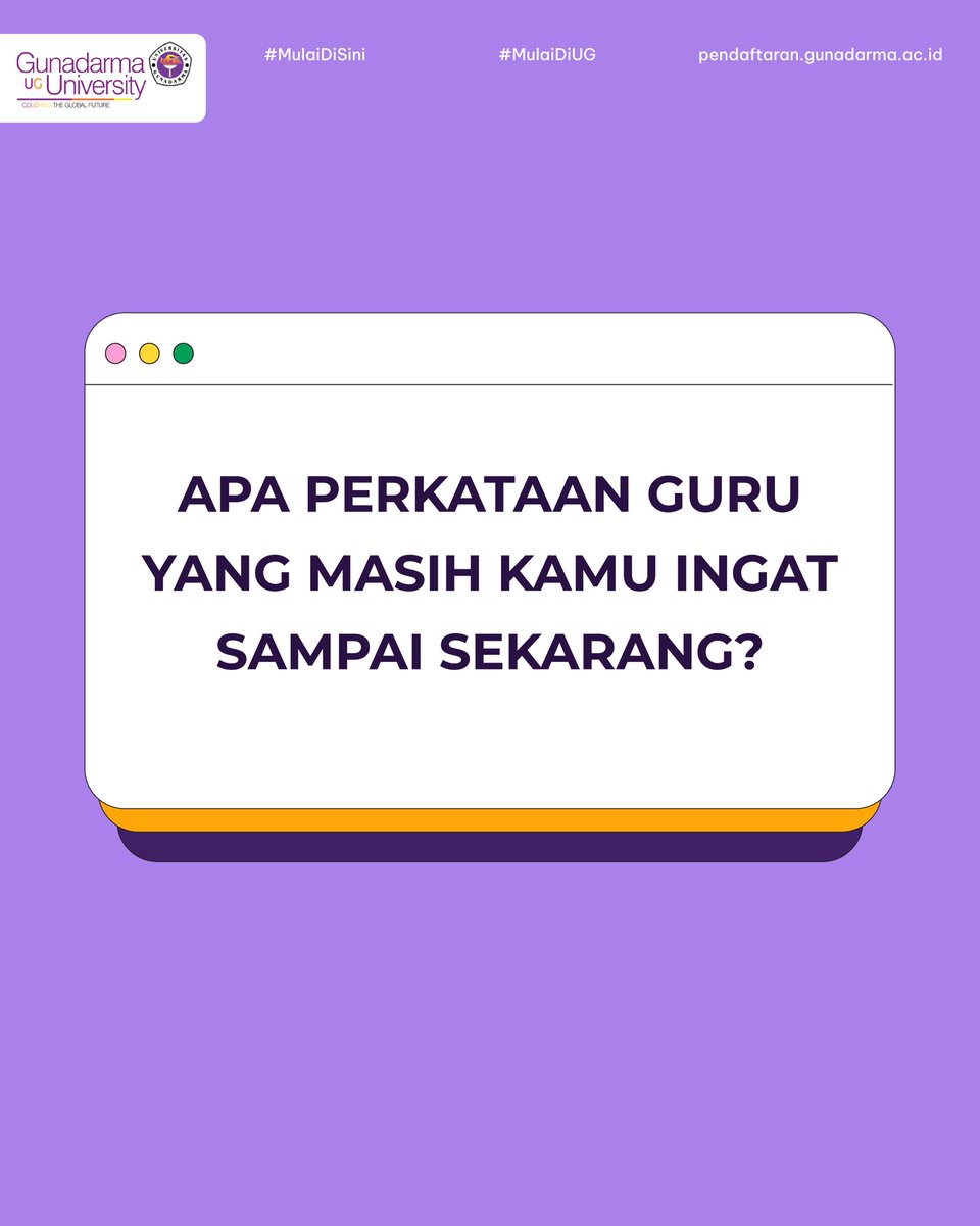 mulaidiUG's tweet photo. Ada guru galak, ada guru baik. Tapi galak dan baik itu dampaknya bagus kok untuk kamu! Biar makin disiplin, rajin, dan lebih mandiri.

Nah, coba flashback dikit yuk, kira-kira perkataan apa dari guru kamu yang masih kamu ingat sampai sekarang? Reply, ya! 🤗

#UniversitasGunadarma https://t.co/Kp8Vqb2mSq