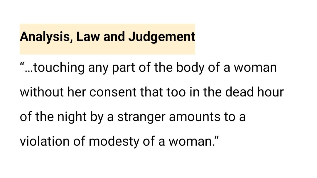 advocatekavitab's tweet image. Touching feet of a woman at night by a stranger while she&apos;s asleep amounts to outraging her modesty. 
#bombayhighcourt 

Parmeshwar v. State of Maharashtra, 2021 SCC OnLine Bom 6144, decided on 21-12-2021
#BomHC
#factualmatrix