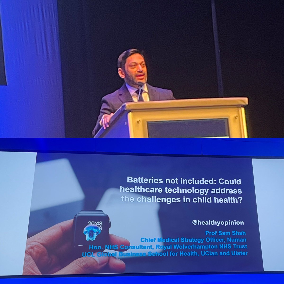 Delighted to welcome Prof Sam Shah <a href="/healthyopinion/">Sam Shah</a> to the stage! Can’t wait to hear more about the role of health tech to address challenges on child health