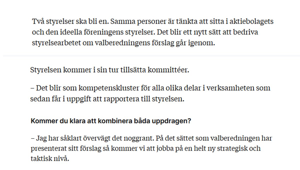 Medlemmar i Leksands IF!
Läs in nedan och fundera igenom vad som beskrivs och vad som sägs tillsammans med min frågeställning här:
Är det verkligen så här vi vill att Leksands IF, en medlemsägd klubb/förening, en mindre koncern som omsätter närmare 200 milj. skall skötas?