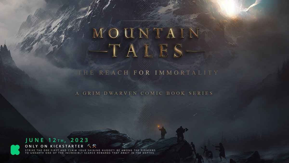 Sycoforge's tweet image. 🏔️⛏️💎&quot;Mountain Tales&quot; - a grim #dwarven comic series, is thundering its way onto #Kickstarter soon! ⚒️🏔️🍻 Embark on a dangerous quest with Duorìn and Finrim, exploring the very origins of immortality.  Don&apos;t miss out! Subscribe now for exclusive sneak peeks and updates:…