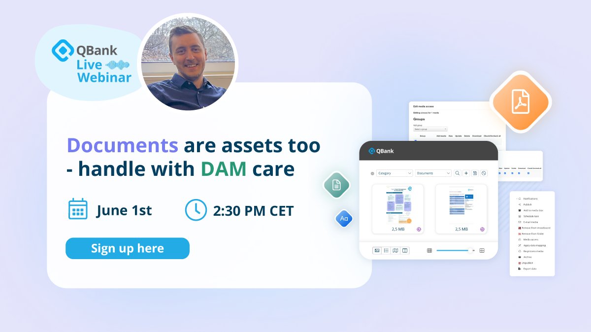 Are your documents just like digital clutter? Struggling to find what you need? ⏳It's time to value your assets! Join our webinar on handling documents in QBank DAM. Register now! 👇 
fal.cn/3ywn6

#techwebinar #digitalassetmanagement #digital #digitalwebinar