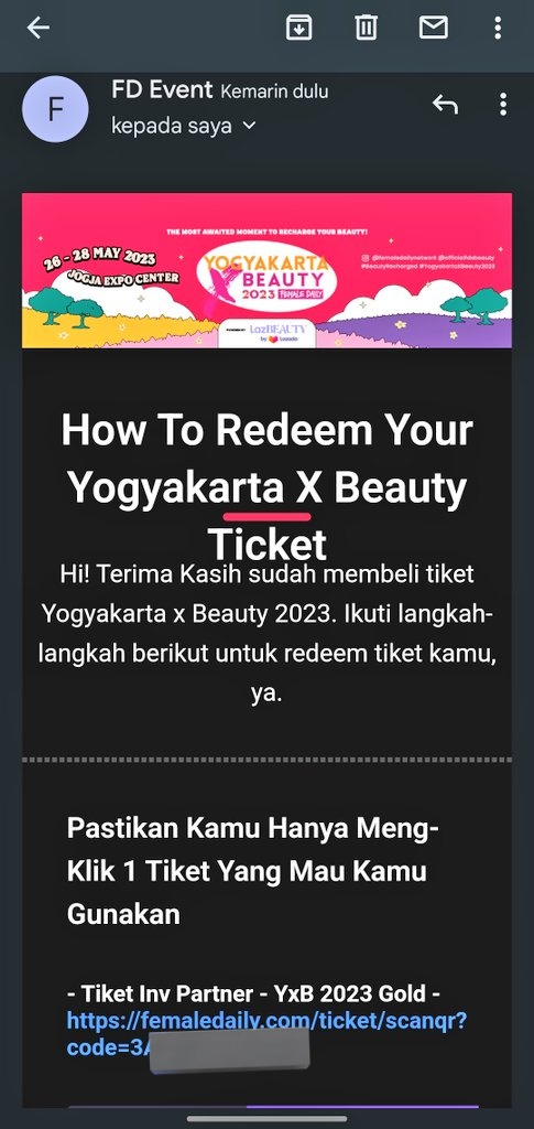 WTS 2 tiket gold 3 day pass Yogyakarta x Beauty 2023 cuma 35k aja. Yang berminat bisa DM aku ya. Thank you. #YogyakartaXBeauty2023 #YxB2023 #YogyakartaXBeauty #FDXBeauty2023 #BeautyEvent #zonauang #zonajajan