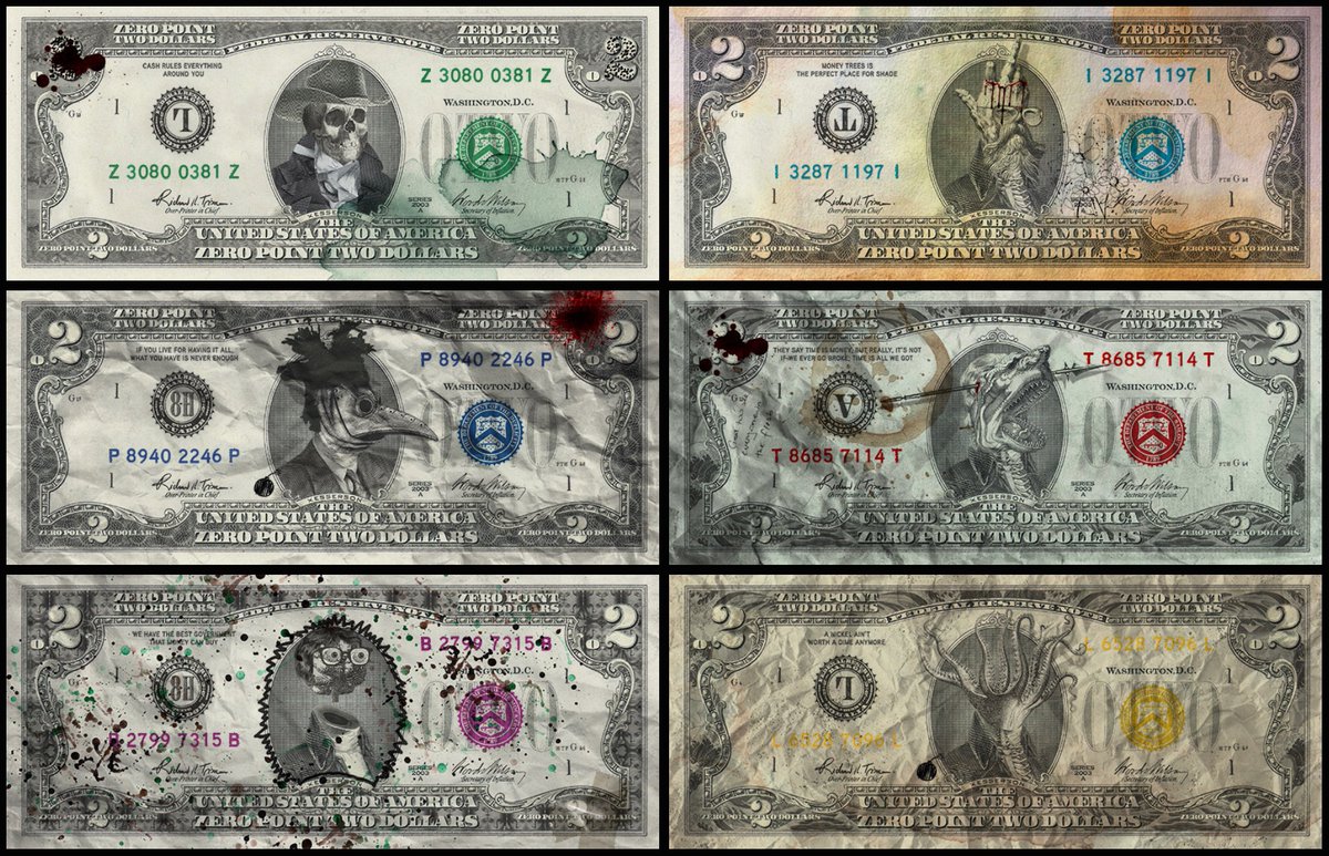 There’s a story and a friendship behind each of the bills in my .02 rainbow set that I completed today. What a cool thing to think about. OM for life mfers. #OldMoneyNft