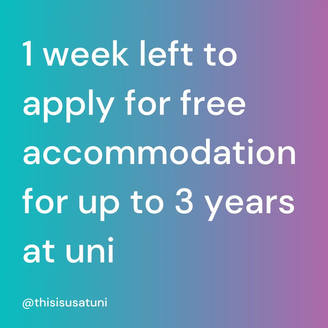 You could get accommodation and bills covered for up to 365 days a year, for up to 3 years at uni!

If you're care experienced or estranged, or if you know someone who is, then all info and links to apply can be found here buff.ly/3Zccd6H 

Applications close in 1 week!