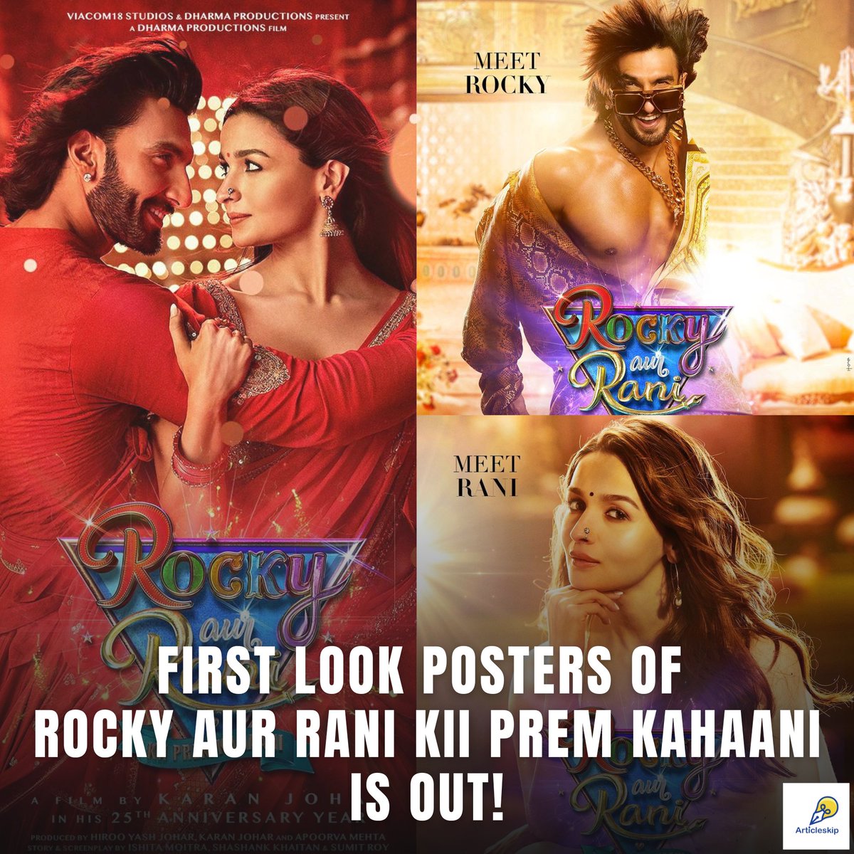 On his own birthday, @karanjohar shared 10 first-look posters of @ranveersingh and @aliaabhatt starrer Rocky Aur Rani Kii Prem Kahaani.
.
articleskip.com/kjo-shared-the…
.
#AliaBhatt #RanveerSingh #RockyAurRaniKiiPremKahaani #KaranJohar #articleskip